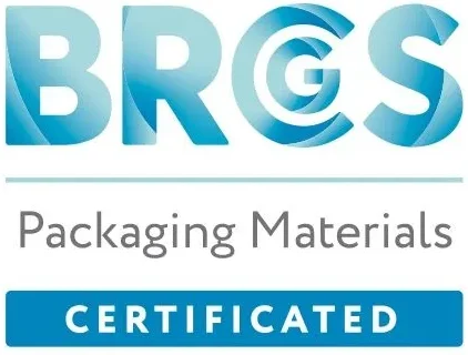 Logotipo del certificado BRC que acredita el cumplimiento de estándares internacionales de seguridad alimentaria
